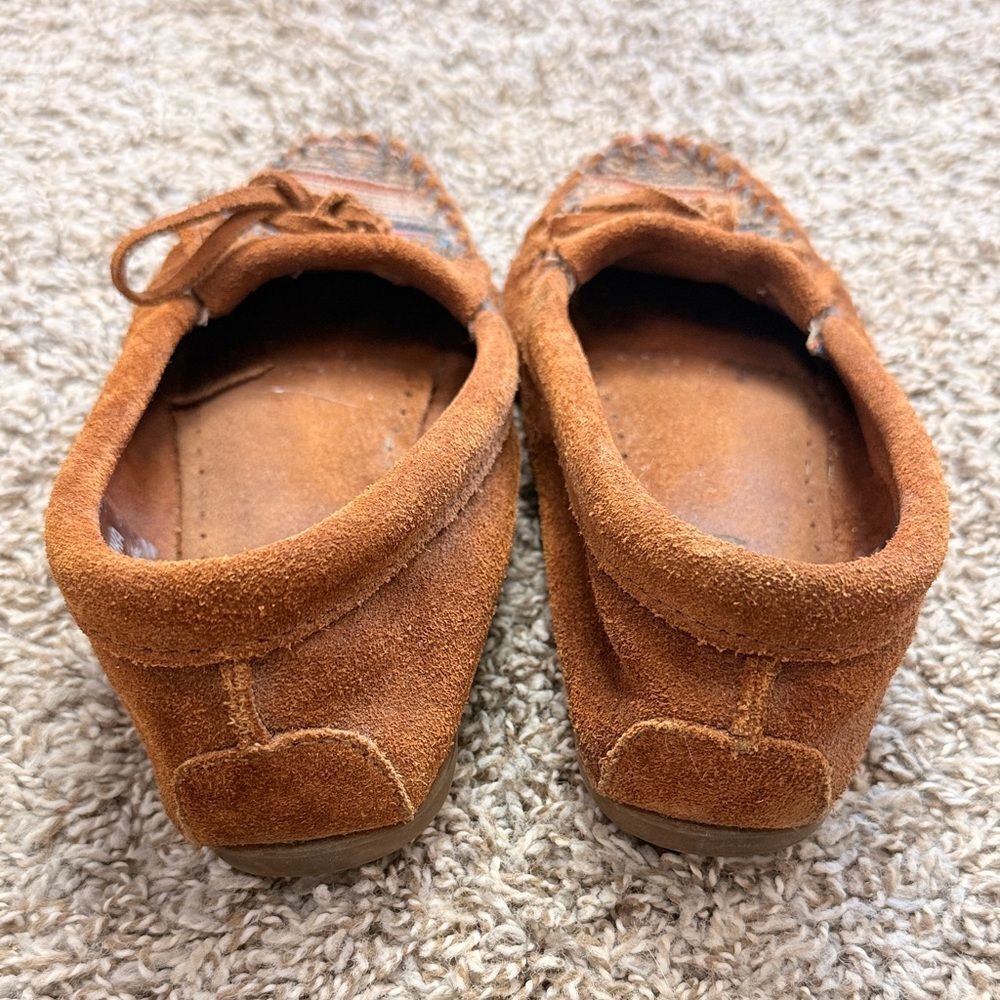 Minnetonka Suede Aztec Brown Aztec Moccasins - Picture 3 of 5